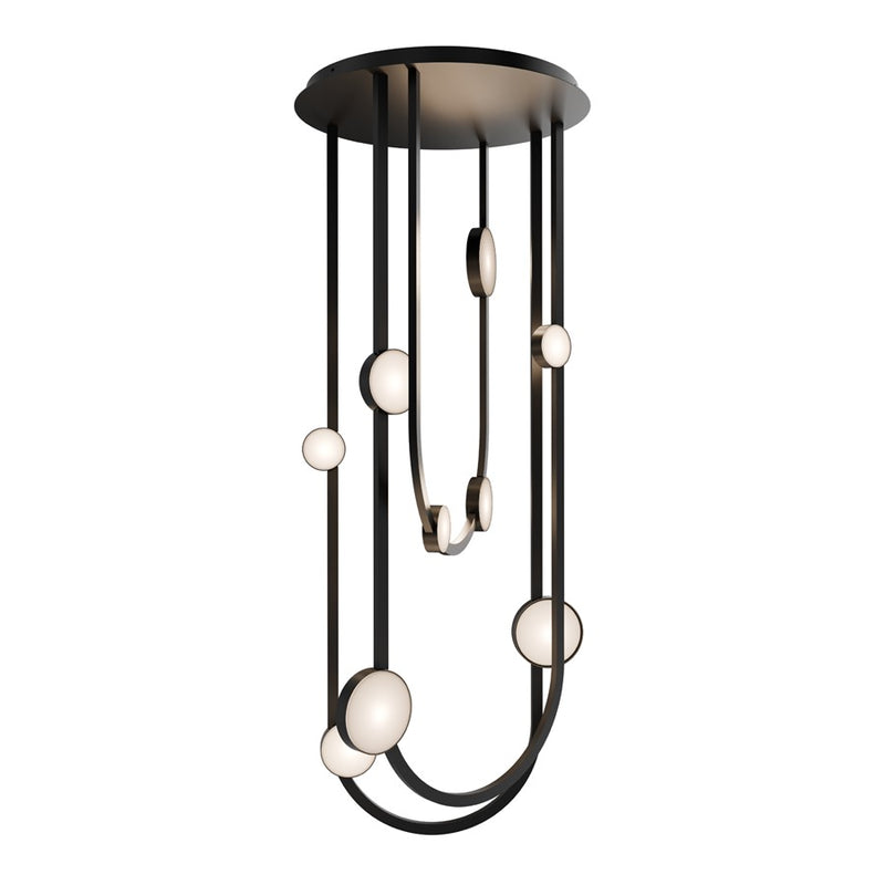 Modern Forms Tableau 10Lt 51" LED Semi-Flush, Black/Cloudy - FM-42551-40-BK