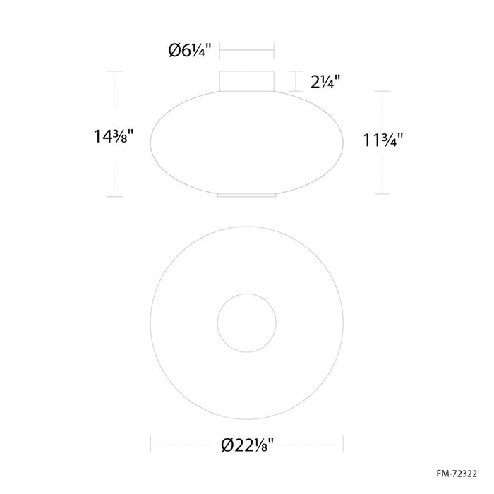 Modern Forms Illusion 1Lt 22" LED Flush Mount/3000K, Black/Opal