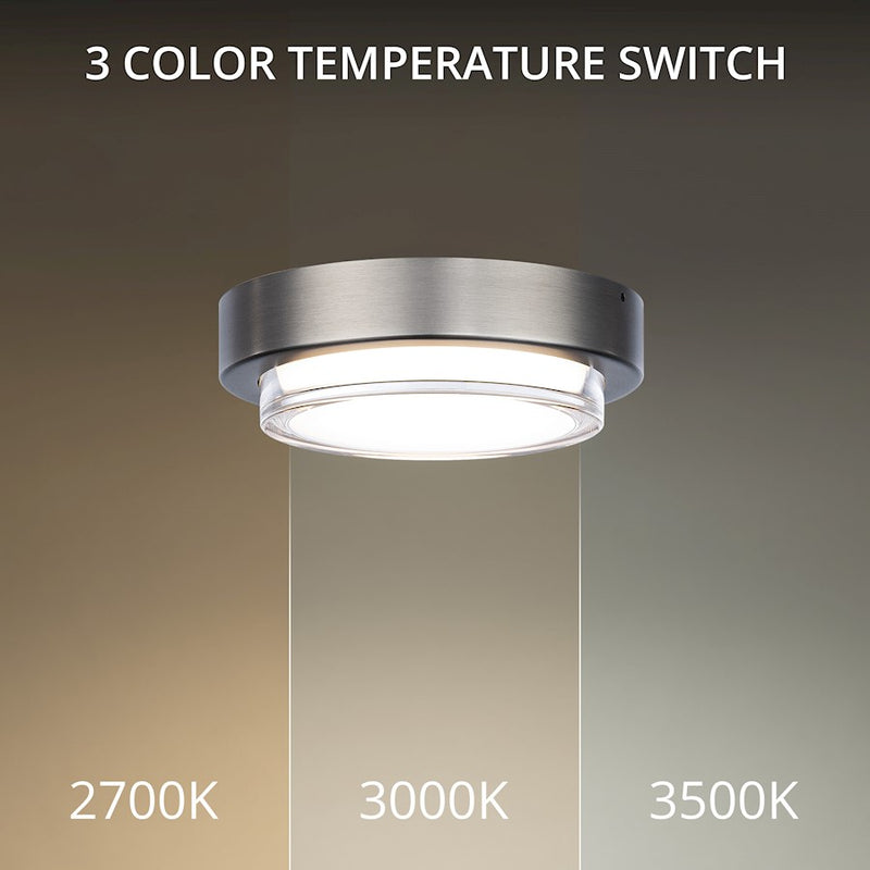 Modern Forms Kind 1Lt 8" LED Round Flush 3-CCT/3500K, Nickel