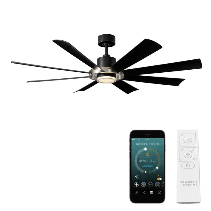 Modern Forms Fans Aura 8-Blade Ceiling Fan, Nickel Black - FR-W2303-60L-BN-MB