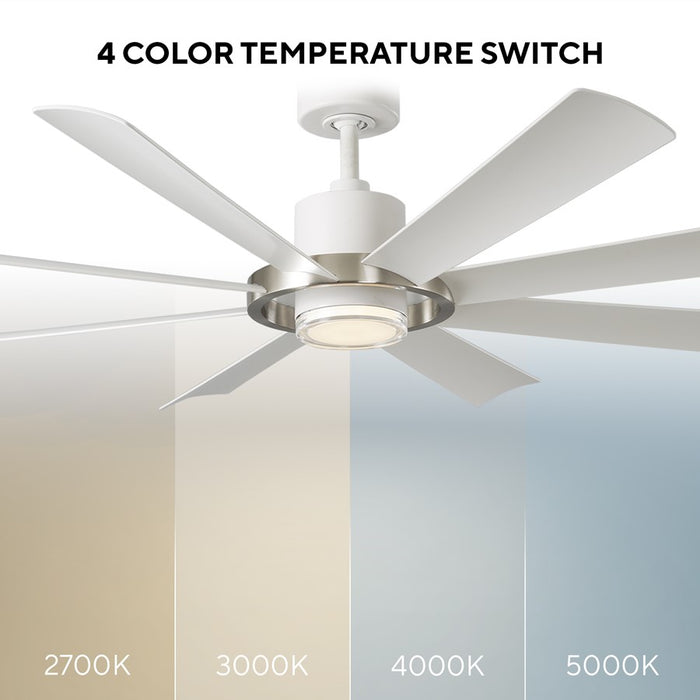 Modern Forms Fans Aura 8-Blade Ceiling Fan, Nickel White