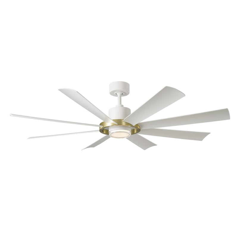 Modern Forms Fans Aura 8-Blade Ceiling Fan, Brass White