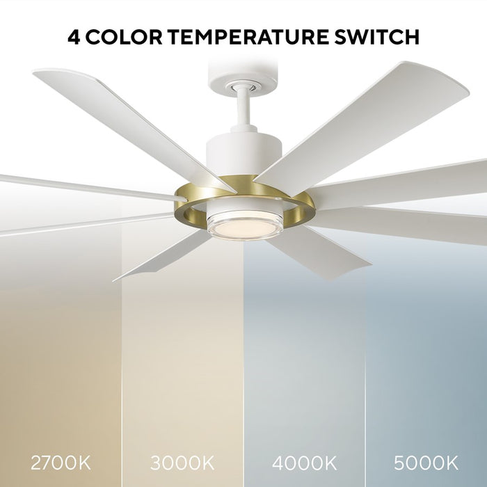 Modern Forms Fans Aura 8-Blade Ceiling Fan, Brass White