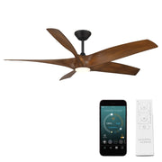 Modern Forms Fans Zephyr 5 5-Blade Ceiling Fan, Black Koa - FR-W2401-62L-MB-DK