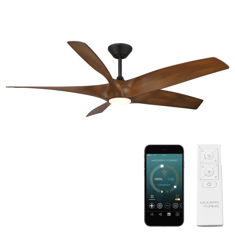 Modern Forms Fans Zephyr 5 5-Blade Ceiling Fan, Black Koa - FR-W2401-62L-MB-DK