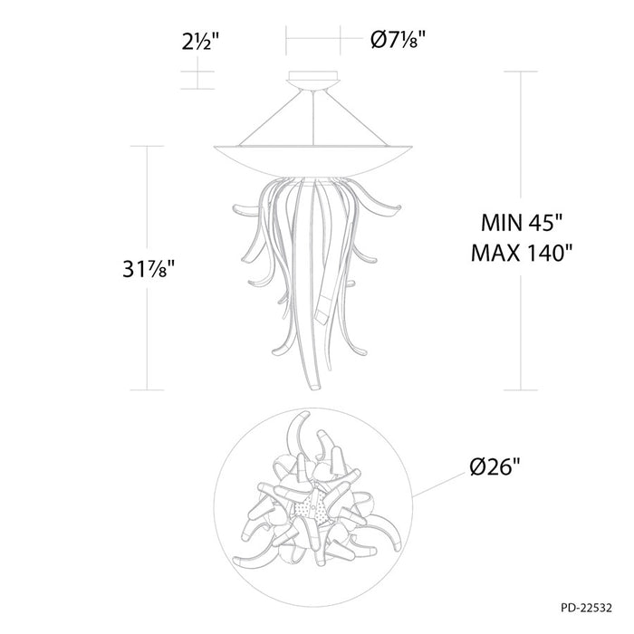 Modern Forms Tendril 1Lt 26" LED Pendant, Gold Leaf