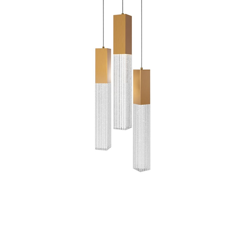 Modern Forms Cinema 3Lt 16" LED Multi-Light Pendant, Brass/Clear - PD-30803R-AB