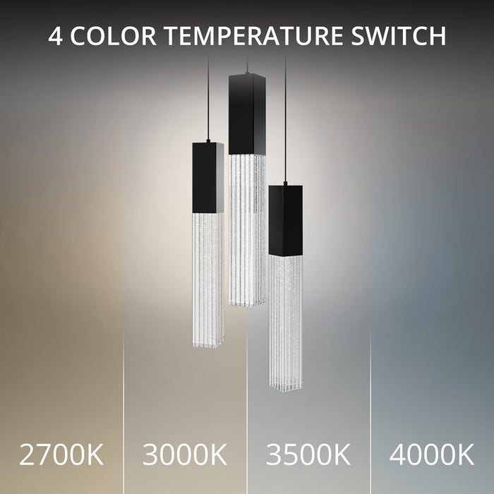 Modern Forms Cinema 3Lt 16" LED Multi-Light Pendant, Black/Clear