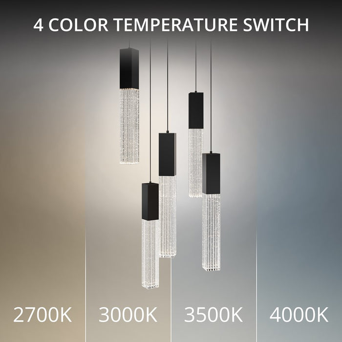 Modern Forms Cinema 5Lt 16" LED Multi-Light Pendant, Black/Clear