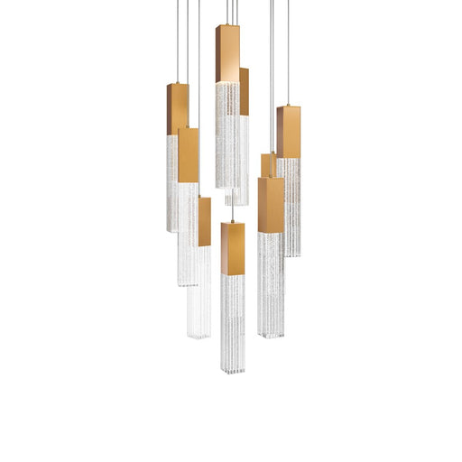 Modern Forms Cinema 9Lt 16" LED Multi-Light Pendant, Brass/Clear - PD-30809R-AB