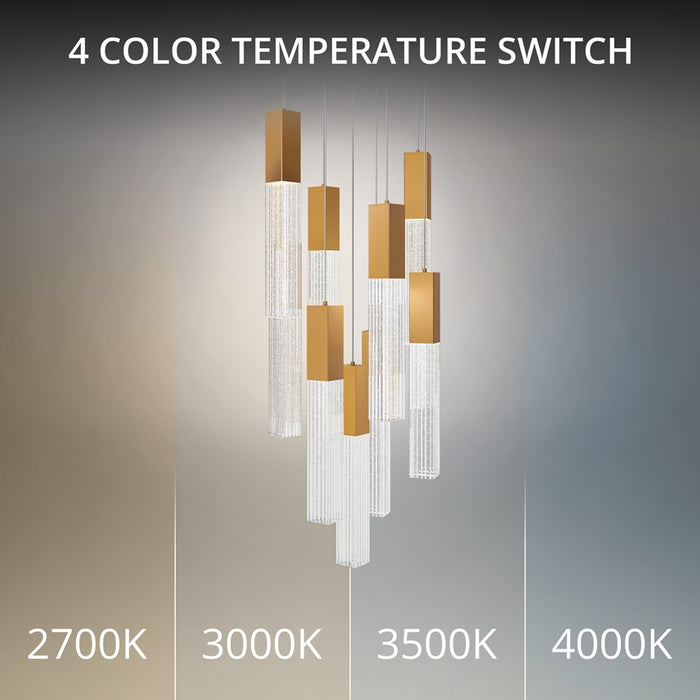 Modern Forms Cinema 9Lt 16" LED Multi-Light Pendant, Brass/Clear