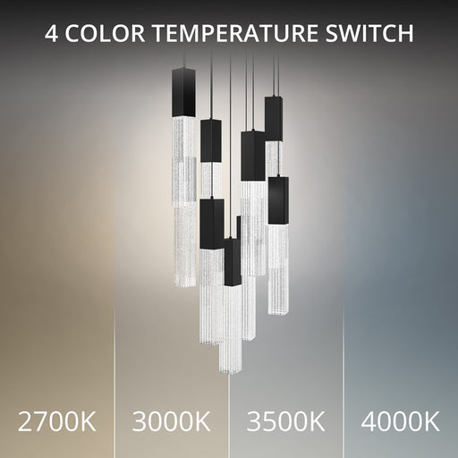 Modern Forms Cinema 9Lt 16" LED Multi-Light Pendant, Black/Clear