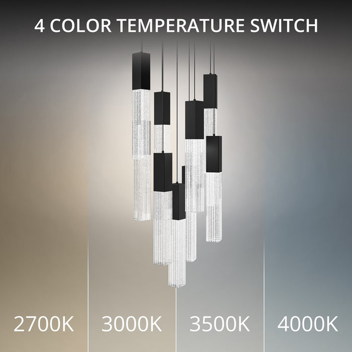 Modern Forms Cinema 9Lt 16" LED Multi-Light Pendant, Black/Clear