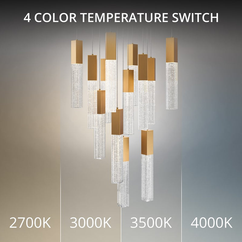 Modern Forms Cinema 13Lt 16" LED Multi-Light Pendant, Brass/Clear