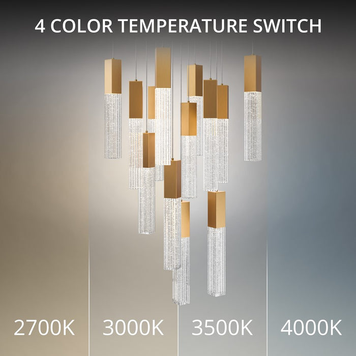 Modern Forms Cinema 13Lt 16" LED Multi-Light Pendant, Brass/Clear