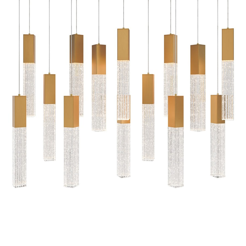 Modern Forms Cinema 14Lt 16" LED Multi-Light Pendant, Brass/Clear - PD-30814L-AB