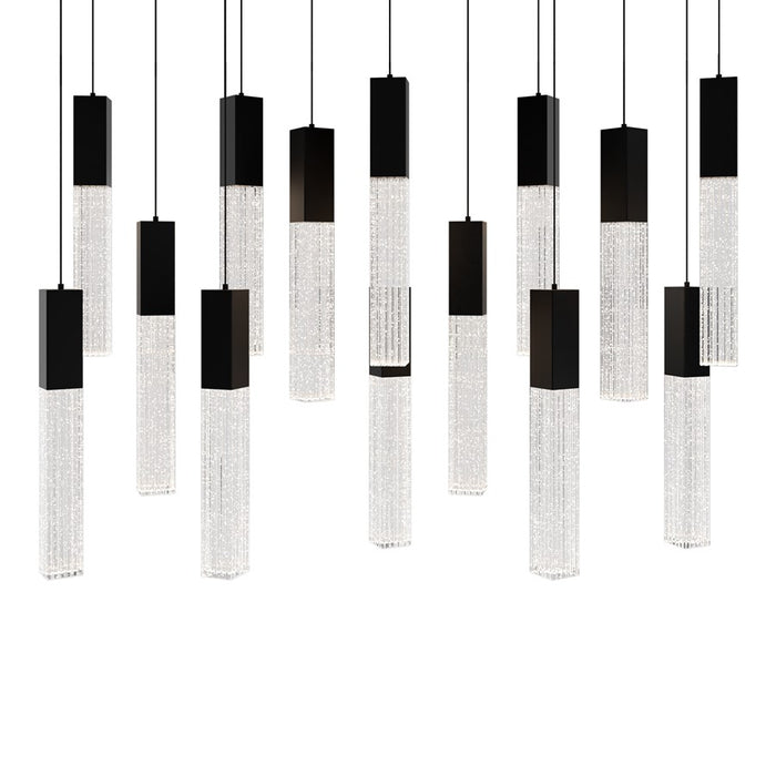 Modern Forms Cinema 14Lt 16" LED Multi-Light Pendant, Black/Clear - PD-30814L-BK