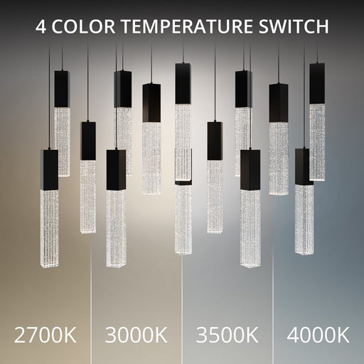 Modern Forms Cinema 14Lt 16" LED Multi-Light Pendant, Black/Clear