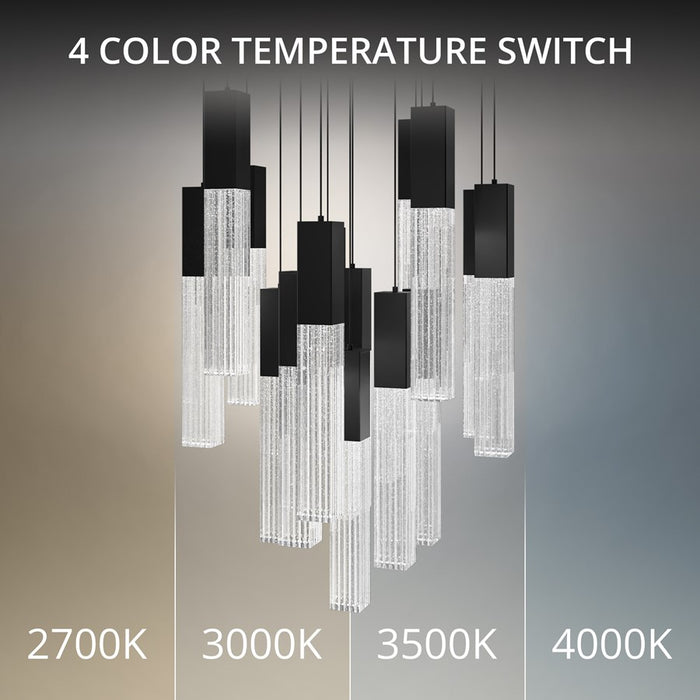 Modern Forms Cinema 15Lt 16" LED Multi-Light Pendant, Black/Clear