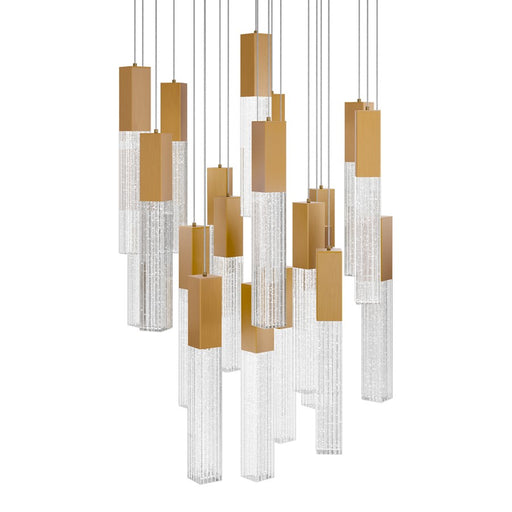 Modern Forms Cinema 21Lt 16" LED Multi-Light Pendant, Brass/Clear - PD-30821R-AB