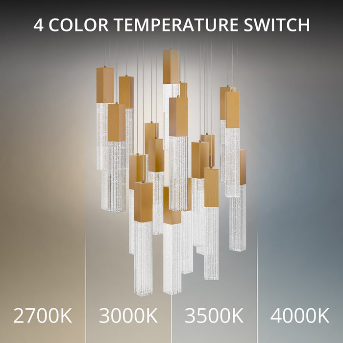 Modern Forms Cinema 21Lt 16" LED Multi-Light Pendant, Brass/Clear