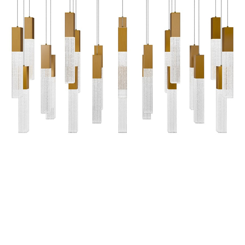 Modern Forms Cinema 23Lt 16" LED Multi-Light Pendant, Brass/Clear - PD-30823L-AB