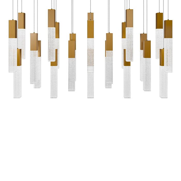 Modern Forms Cinema 23Lt 16" LED Multi-Light Pendant, Brass/Clear - PD-30823L-AB