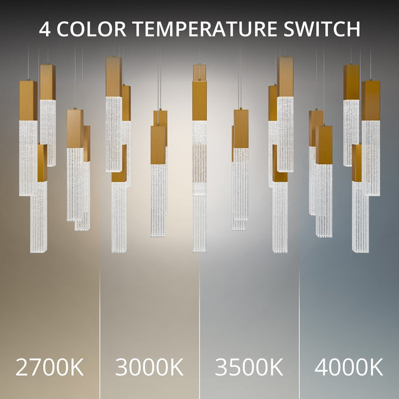 Modern Forms Cinema 23Lt 16" LED Multi-Light Pendant, Brass/Clear