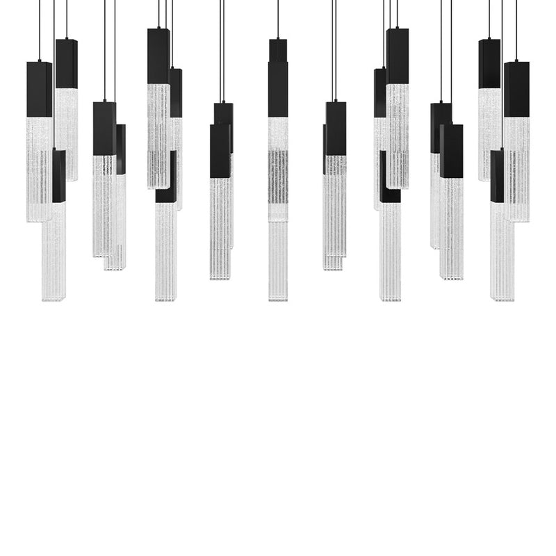Modern Forms Cinema 23Lt 16" LED Multi-Light Pendant, Black/Clear - PD-30823L-BK