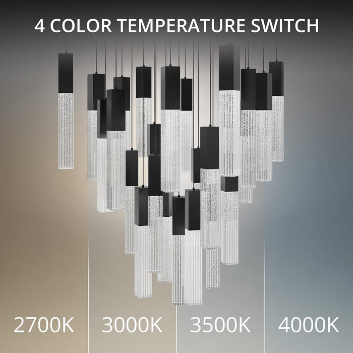 Modern Forms Cinema 25Lt 16" LED Multi-Light Pendant, Black/Clear