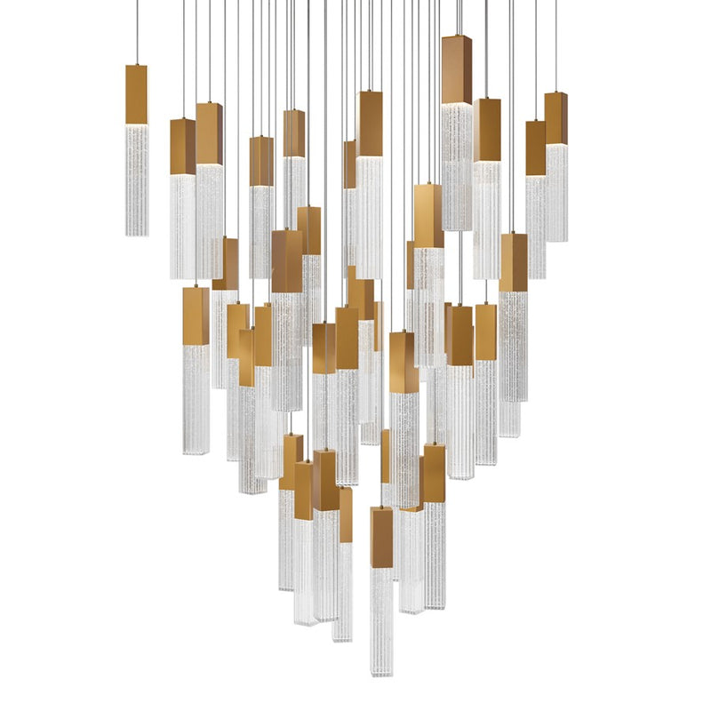 Modern Forms Cinema 41Lt 16" LED Multi-Light Pendant, Brass/Clear - PD-30841S-AB