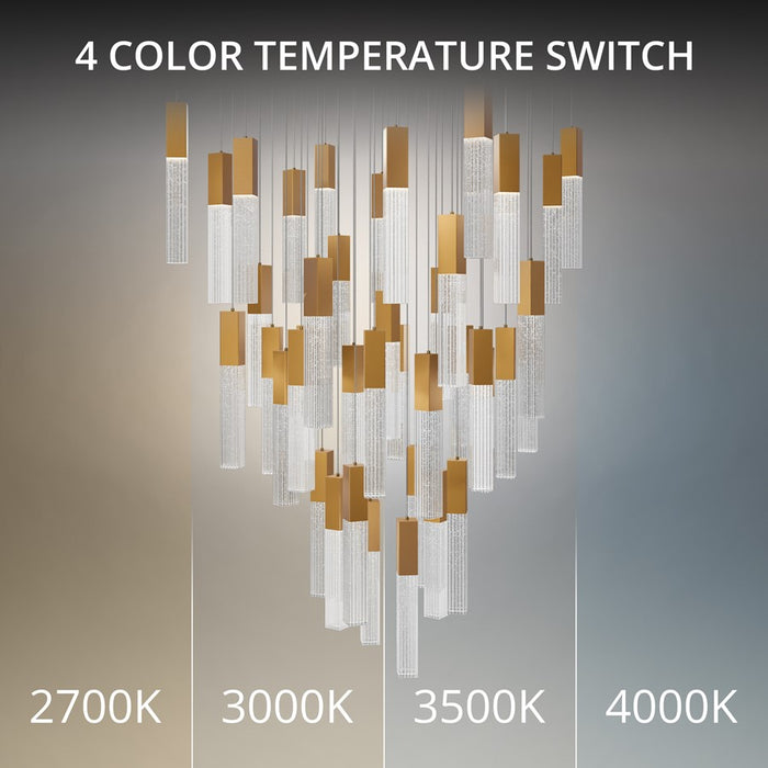 Modern Forms Cinema 41Lt 16" LED Multi-Light Pendant, Brass/Clear