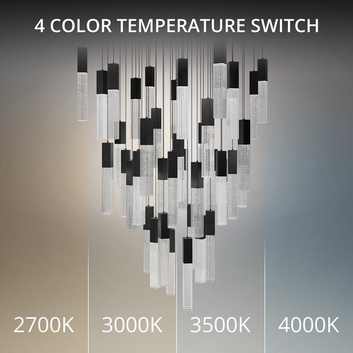 Modern Forms Cinema 41Lt 16" LED Multi-Light Pendant, Black/Clear