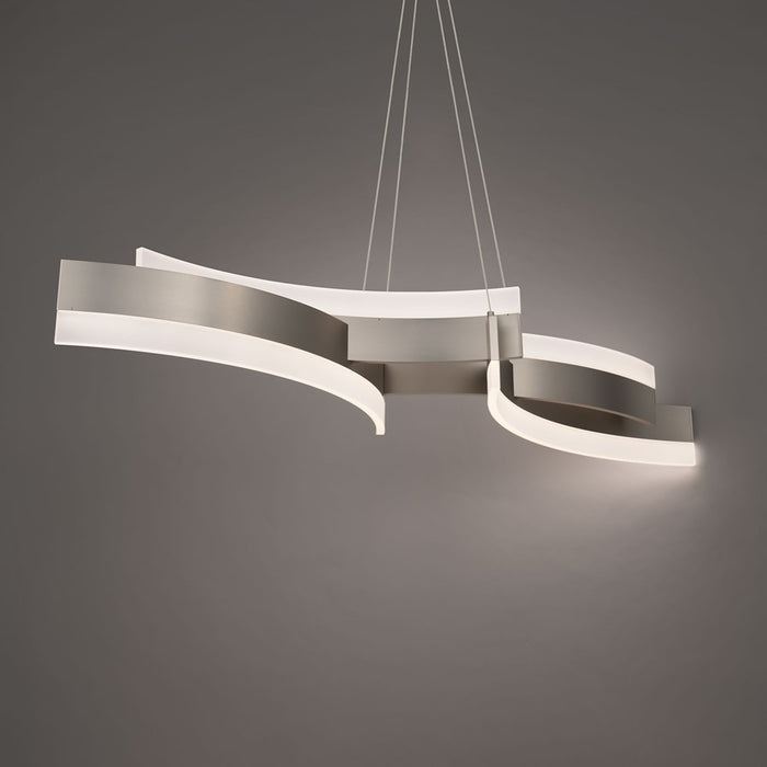 Modern Forms Arcs 4Lt 57" LED Linear Pendant, Brushed Nickel/White
