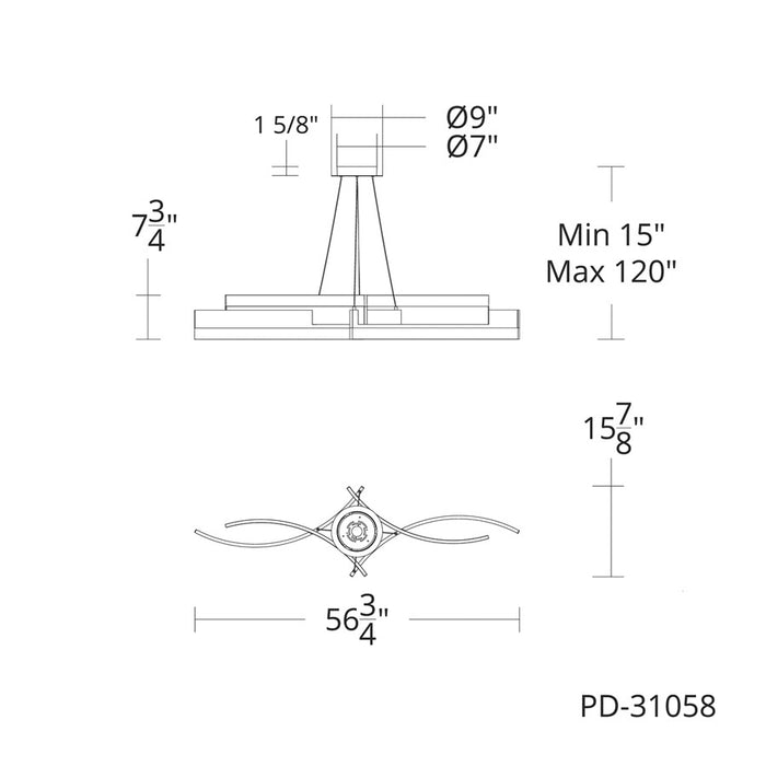 Modern Forms Arcs 4Lt 57" LED Linear Pendant, Brushed Nickel/White