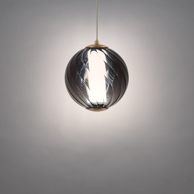 Modern Forms Swirly 7" LED Mini-Pendant, 3000K, BR/Smoked/White