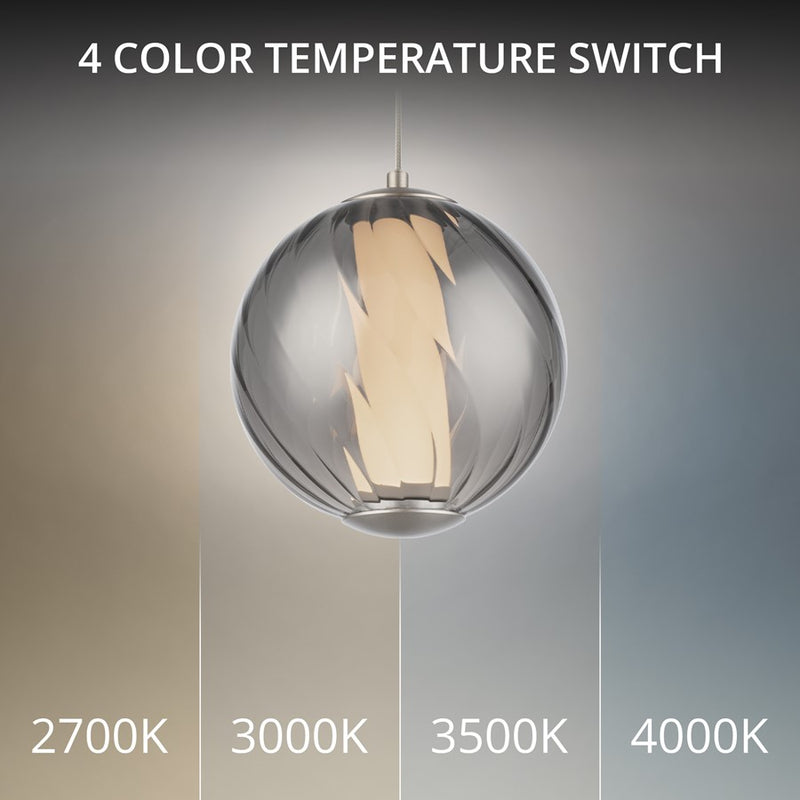 Modern Forms Swirly 7" LED Mini-Pendant, 3000K, Nickel/Smoked/White