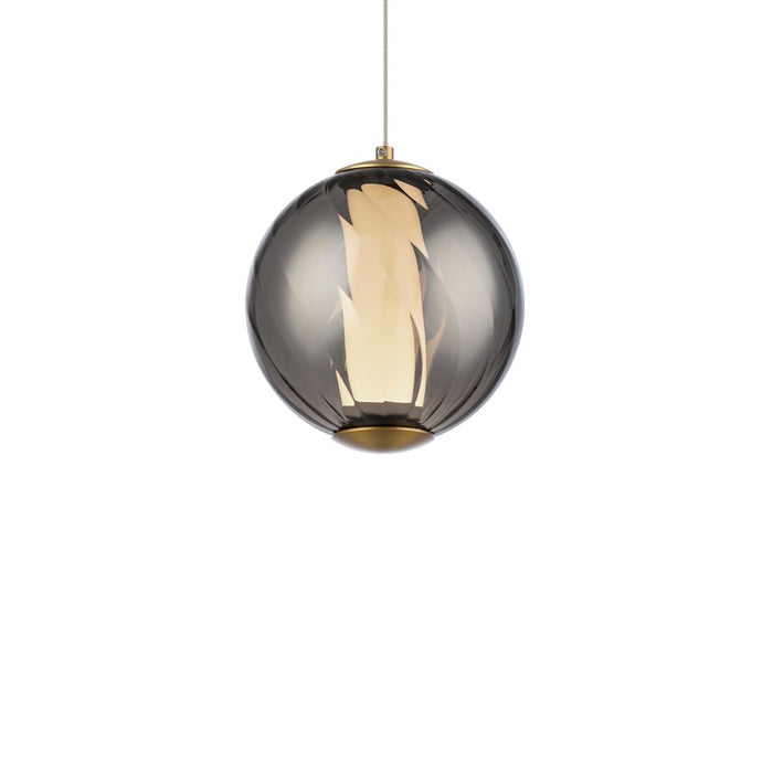 Modern Forms Swirly 7" LED Mini-Pendant/3500K, BR/Smoked/WH - PD-32507-35-SM-AB
