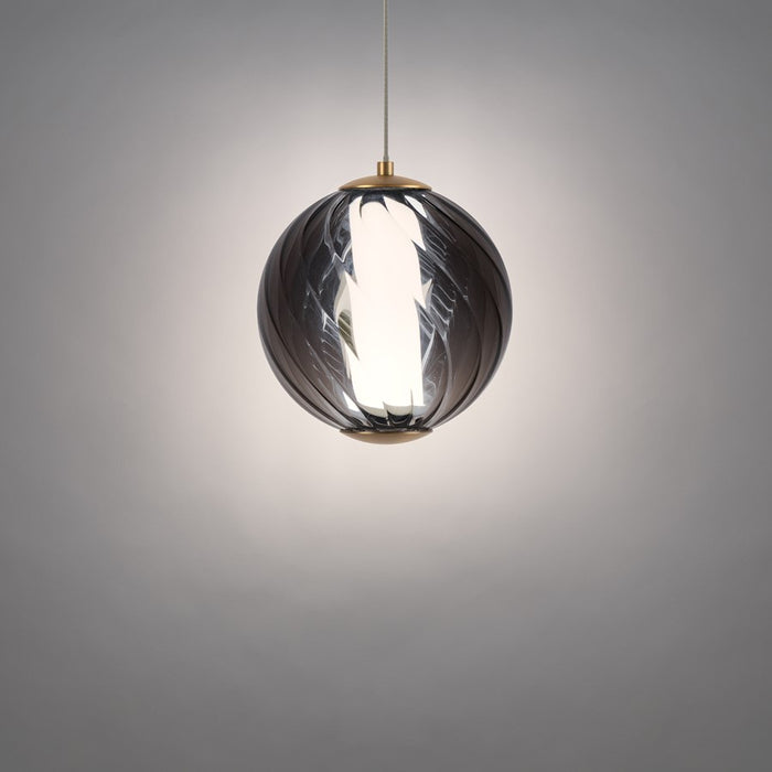 Modern Forms Swirly 7" LED Mini-Pendant, 3500K, BR/Smoked/White