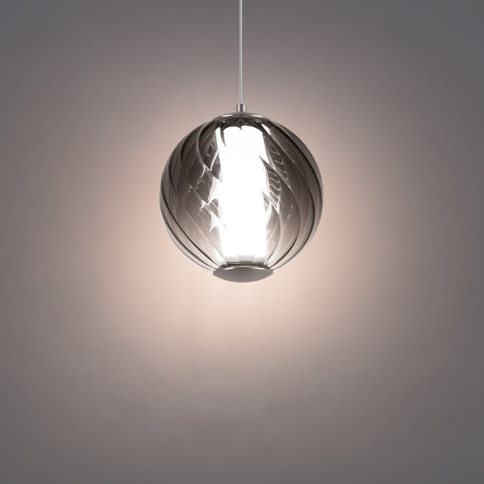 Modern Forms Swirly 7" LED Mini-Pendant, 3500K, Nickel/Smoked/White