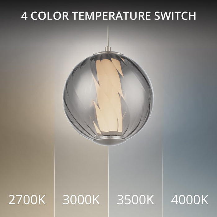 Modern Forms Swirly 7" LED Mini-Pendant, 3500K, Nickel/Smoked/White