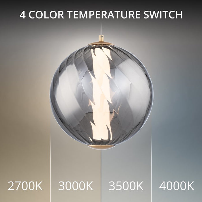 Modern Forms Swirly 11" LED Mini-Pendant, 3000K, BR/Smoked/White