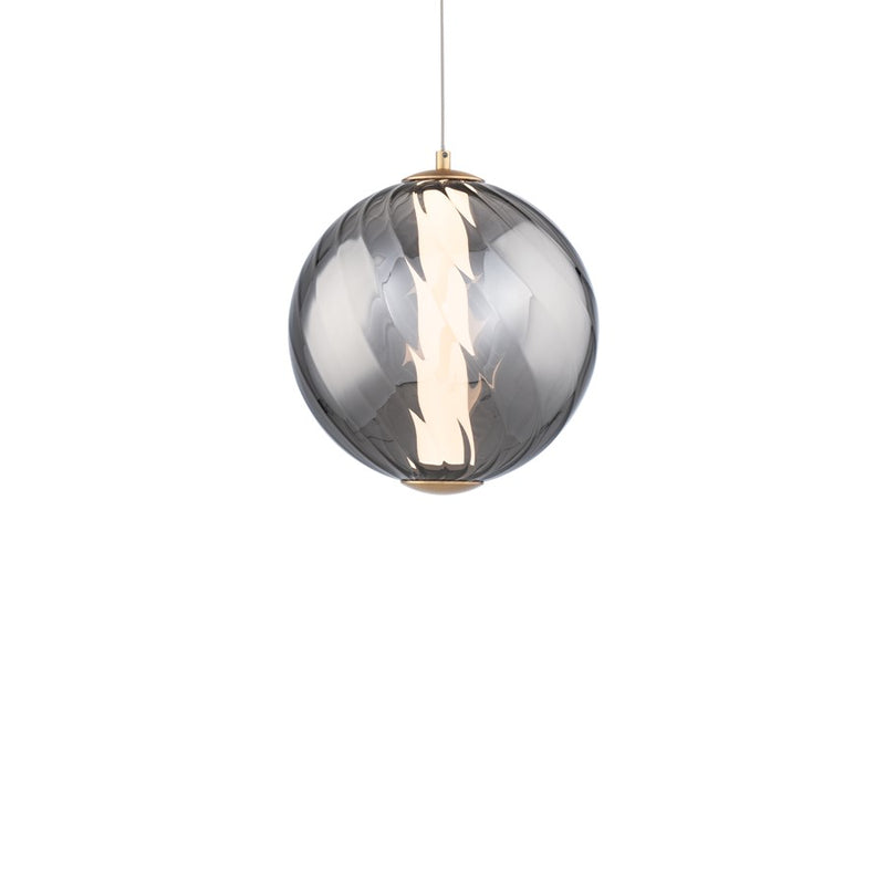 Modern Forms Swirly 11" LED Mini-Pendant/3500K, BR/Smoked/WH - PD-32511-35-SM-AB