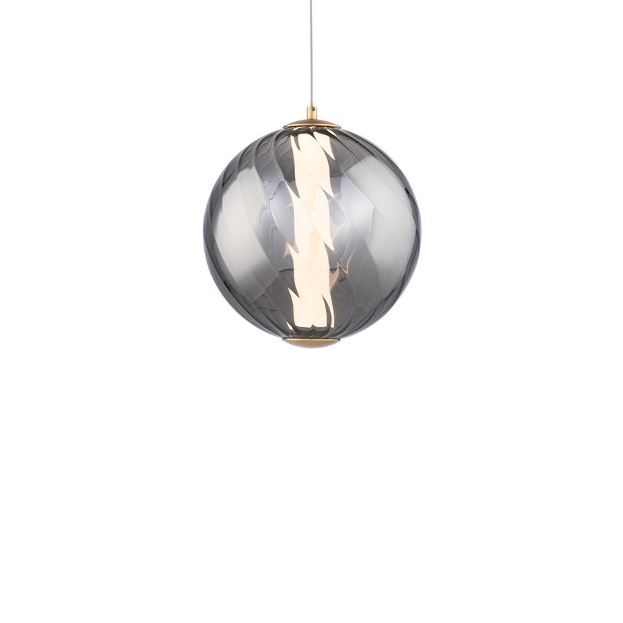 Modern Forms Swirly 11" LED Mini-Pendant/3500K, BR/Smoked/WH - PD-32511-35-SM-AB