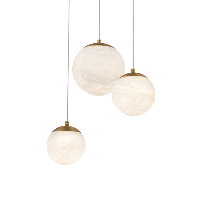 Modern Forms Pisces 3Lt 11.9" LED Round Pendant/CCT, Brass - PD-34403R-AB