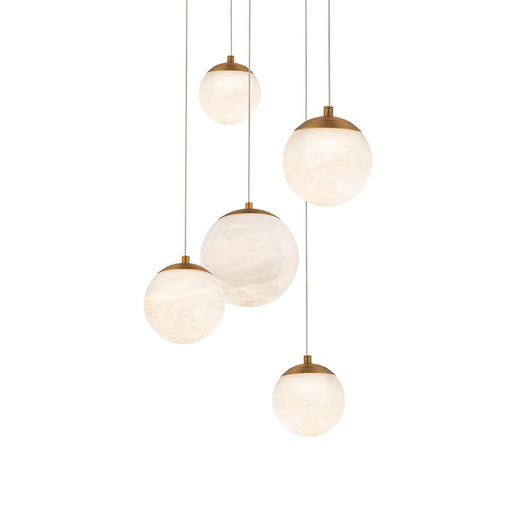 Modern Forms Pisces 5Lt 17" LED Round Pendant/CCT, Brass - PD-34405R-AB