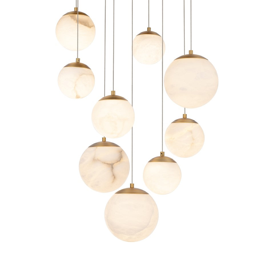 Modern Forms Pisces 9Lt 17" LED Round Pendant/CCT, Brass - PD-34409R-AB