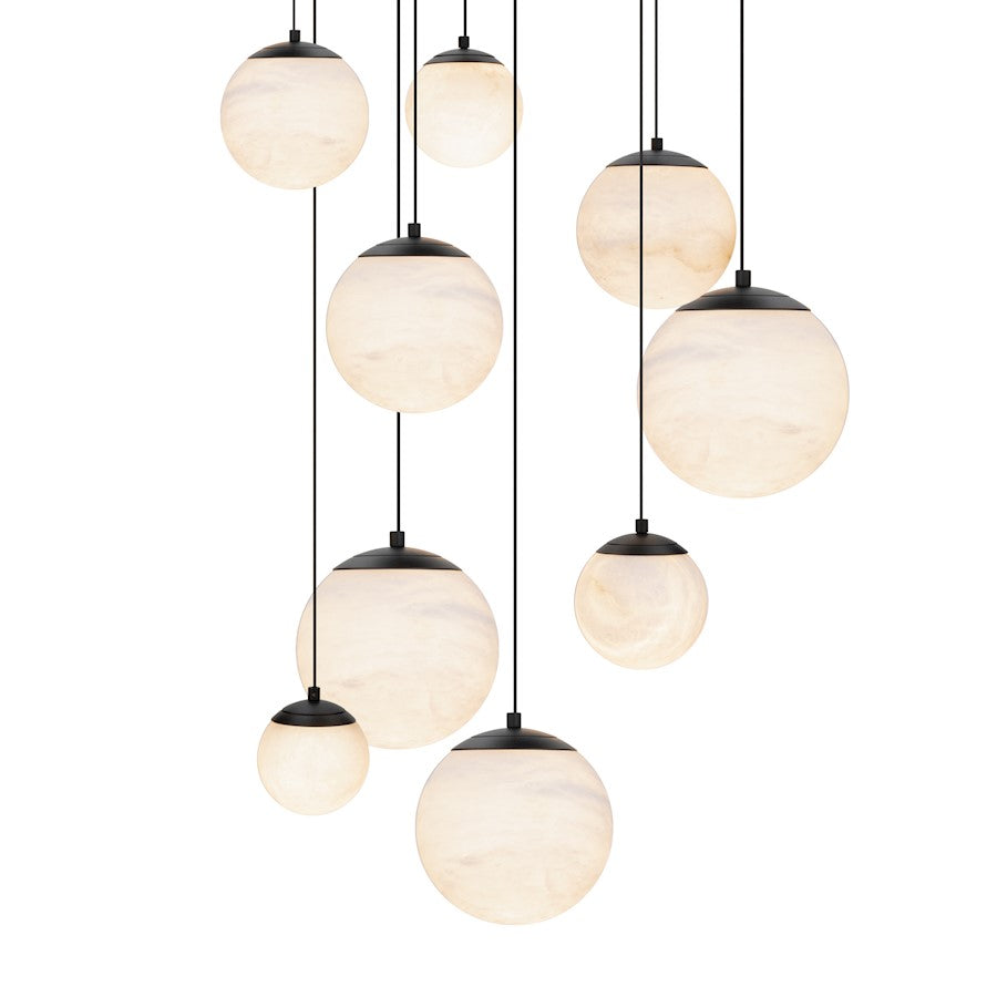 Modern Forms Pisces 9Lt 17" LED Round Pendant/CCT, Black - PD-34409R-BK