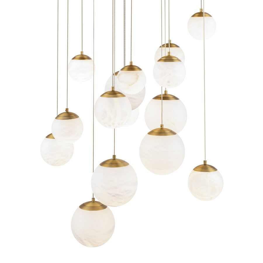 Modern Forms Pisces 15Lt 23" LED Round Pendant/CCT, Brass - PD-34415R-AB