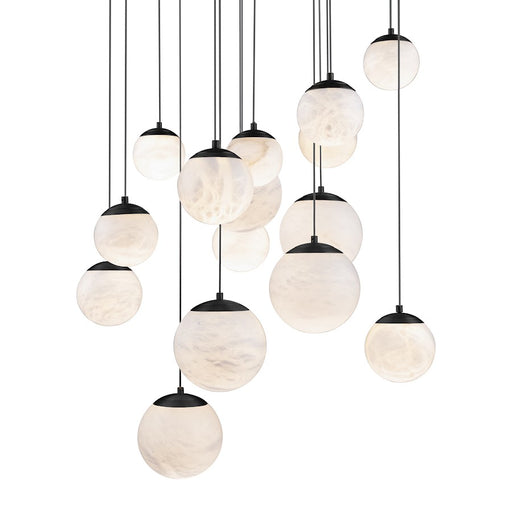 Modern Forms Pisces 15Lt 23" LED Round Pendant/CCT, Black - PD-34415R-BK